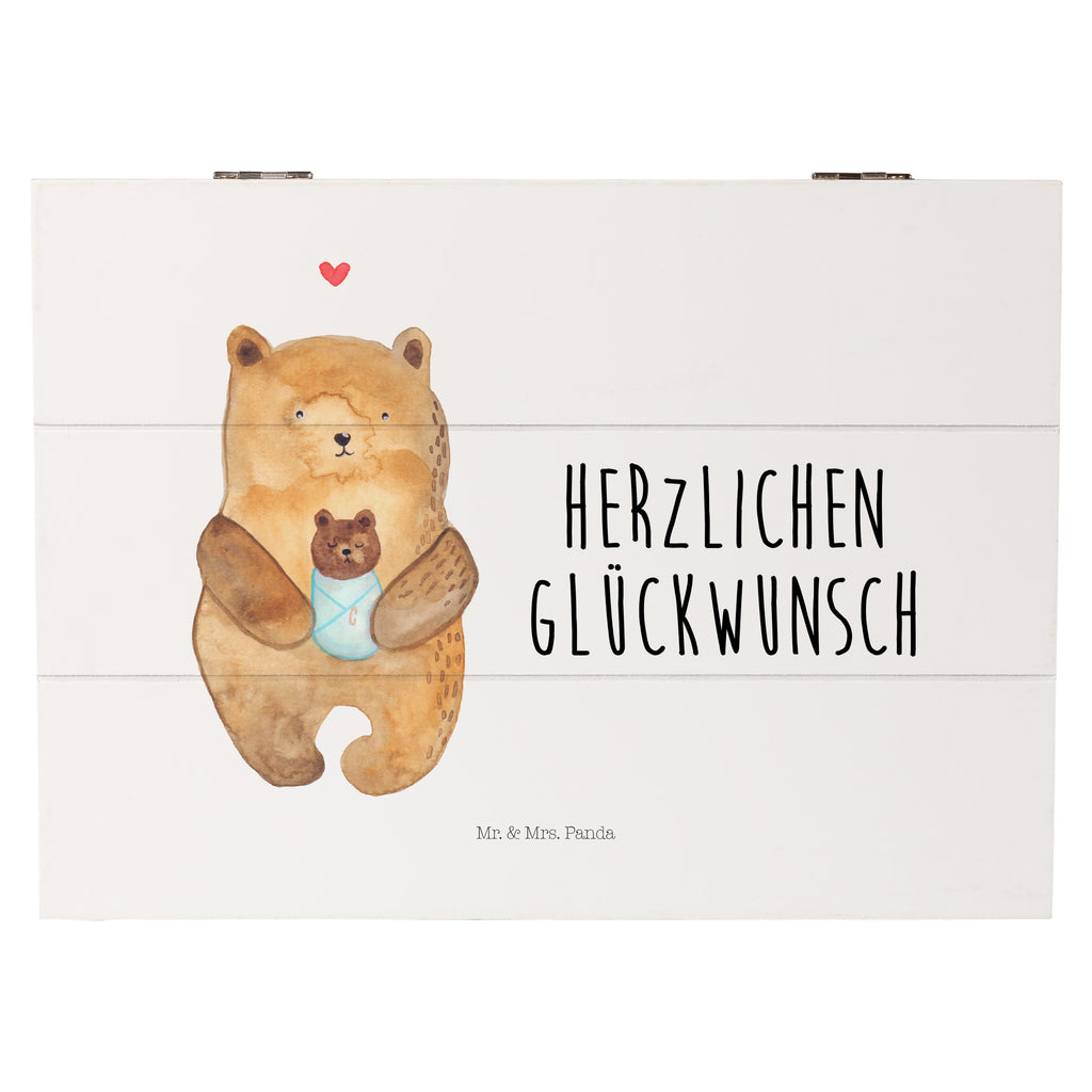 Holzkiste Bär mit Baby Holzkiste, Kiste, Schatzkiste, Truhe, Schatulle, XXL, Erinnerungsbox, Erinnerungskiste, Dekokiste, Aufbewahrungsbox, Bär, Teddy, Teddybär, Eltern, Mutter, Baby, Taufe, Geburt, Nichte, Neffe, Enkel, Enkelin, Täufling, Geburtstag, Glückwunsch