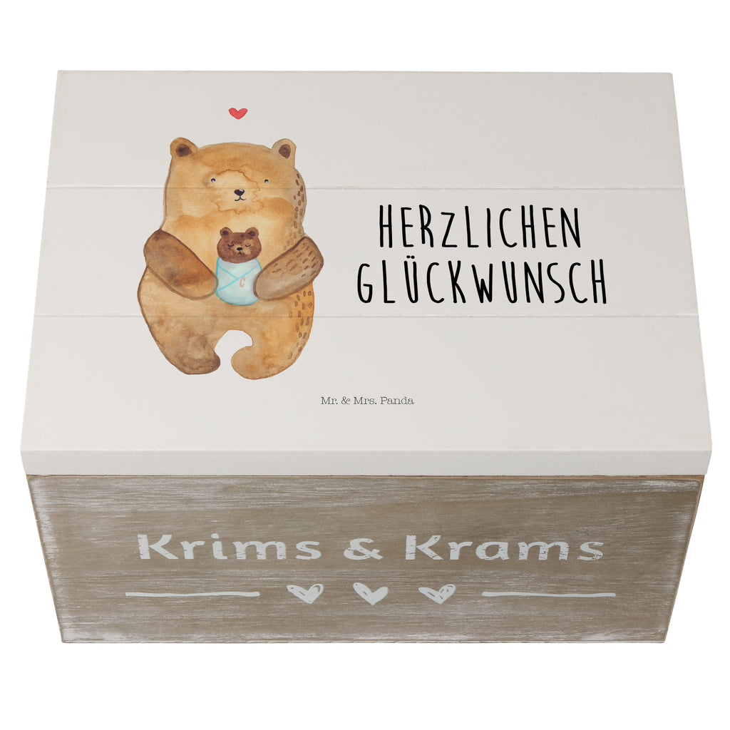 Holzkiste Bär mit Baby Holzkiste, Kiste, Schatzkiste, Truhe, Schatulle, XXL, Erinnerungsbox, Erinnerungskiste, Dekokiste, Aufbewahrungsbox, Bär, Teddy, Teddybär, Eltern, Mutter, Baby, Taufe, Geburt, Nichte, Neffe, Enkel, Enkelin, Täufling, Geburtstag, Glückwunsch