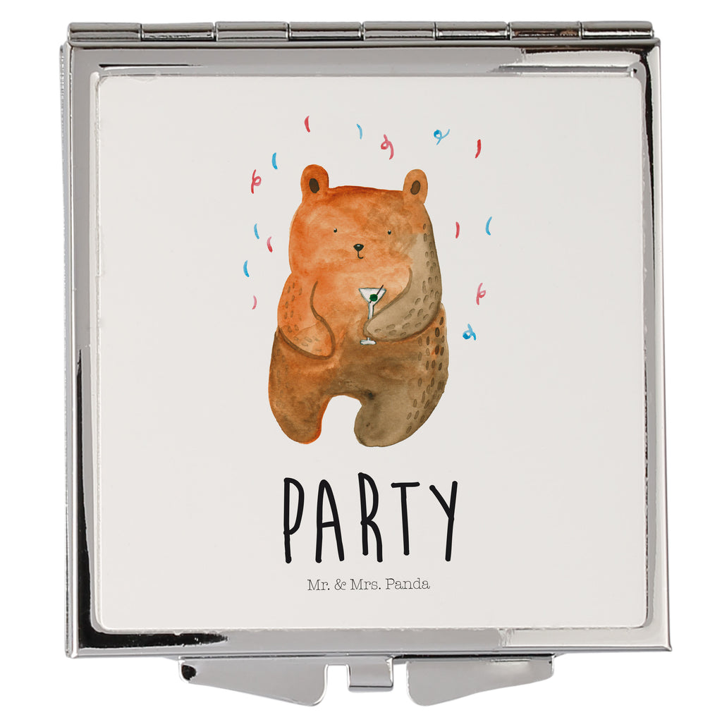 Handtaschenspiegel quadratisch Bär Party Spiegel, Handtasche, Quadrat, silber, schminken, Schminkspiegel, Bär, Teddy, Teddybär, Geburtstag, Geburtstagsgeschenk, Geschenk, Party, Feiern, Abfeiern, Mitbringsel, Gute Laune, Lustig