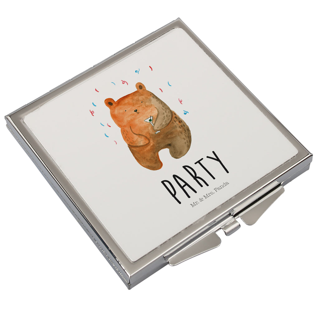 Handtaschenspiegel quadratisch Bär Party Spiegel, Handtasche, Quadrat, silber, schminken, Schminkspiegel, Bär, Teddy, Teddybär, Geburtstag, Geburtstagsgeschenk, Geschenk, Party, Feiern, Abfeiern, Mitbringsel, Gute Laune, Lustig