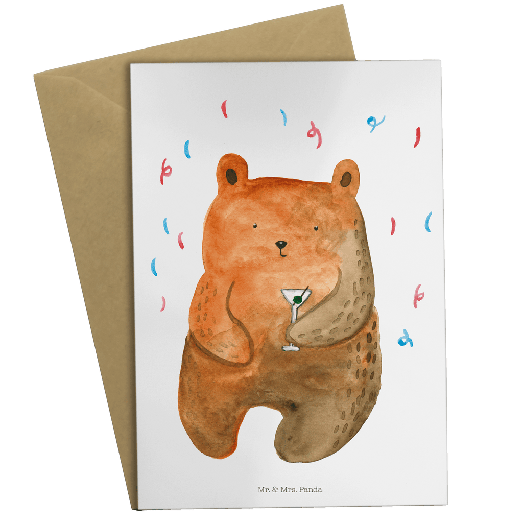 Grußkarte Bär Party Klappkarte, Einladungskarte, Glückwunschkarte, Hochzeitskarte, Geburtstagskarte, Karte, Bär, Teddy, Teddybär, Geburtstag, Geburtstagsgeschenk, Geschenk, Party, Feiern, Abfeiern, Mitbringsel, Gute Laune, Lustig