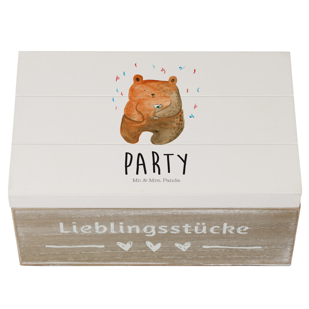 Holzkiste Bär Party Holzkiste, Kiste, Schatzkiste, Truhe, Schatulle, XXL, Erinnerungsbox, Erinnerungskiste, Dekokiste, Aufbewahrungsbox, Bär, Teddy, Teddybär, Geburtstag, Geburtstagsgeschenk, Geschenk, Party, Feiern, Abfeiern, Mitbringsel, Gute Laune, Lustig