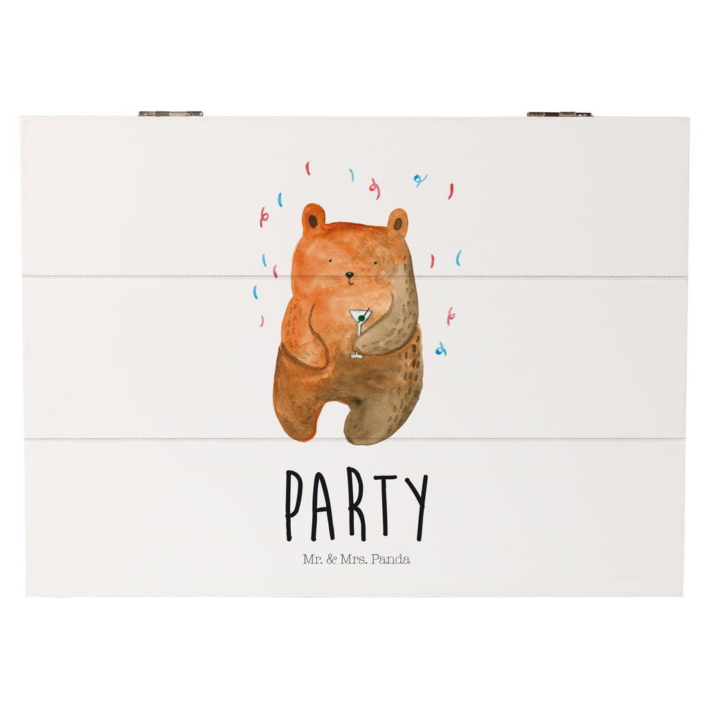 Holzkiste Bär Party Holzkiste, Kiste, Schatzkiste, Truhe, Schatulle, XXL, Erinnerungsbox, Erinnerungskiste, Dekokiste, Aufbewahrungsbox, Bär, Teddy, Teddybär, Geburtstag, Geburtstagsgeschenk, Geschenk, Party, Feiern, Abfeiern, Mitbringsel, Gute Laune, Lustig