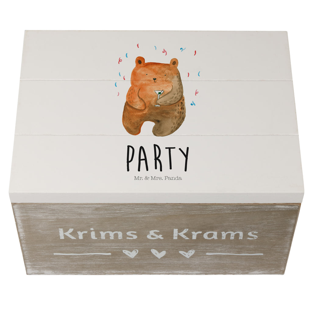 Holzkiste Bär Party Holzkiste, Kiste, Schatzkiste, Truhe, Schatulle, XXL, Erinnerungsbox, Erinnerungskiste, Dekokiste, Aufbewahrungsbox, Bär, Teddy, Teddybär, Geburtstag, Geburtstagsgeschenk, Geschenk, Party, Feiern, Abfeiern, Mitbringsel, Gute Laune, Lustig
