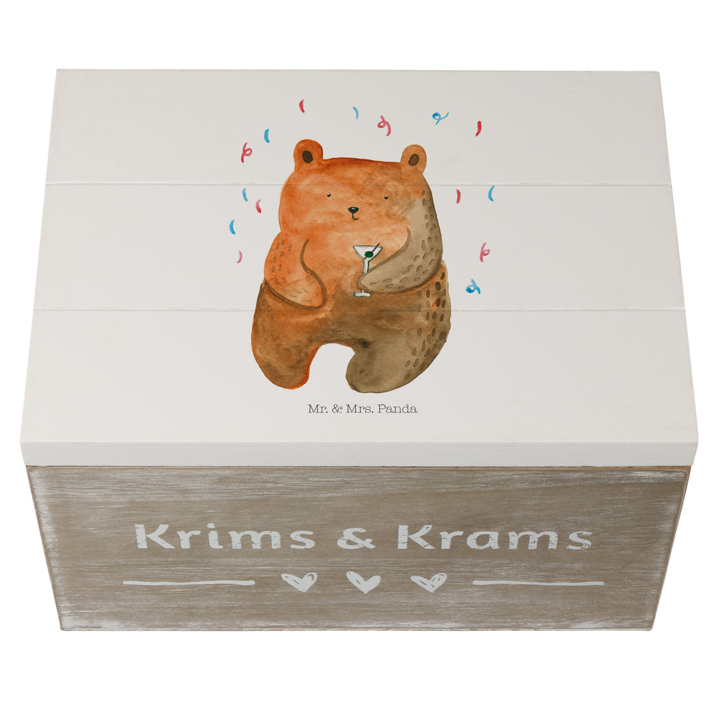 Holzkiste Bär Party Holzkiste, Kiste, Schatzkiste, Truhe, Schatulle, XXL, Erinnerungsbox, Erinnerungskiste, Dekokiste, Aufbewahrungsbox, Bär, Teddy, Teddybär, Geburtstag, Geburtstagsgeschenk, Geschenk, Party, Feiern, Abfeiern, Mitbringsel, Gute Laune, Lustig