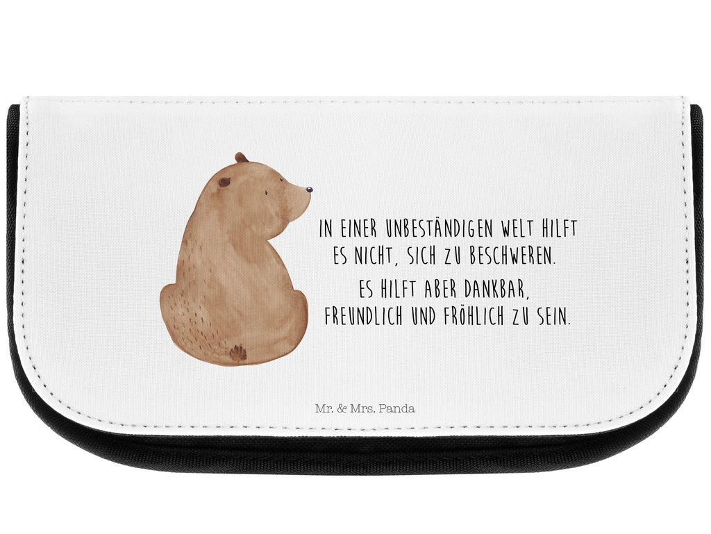 Kosmetiktasche Bär Schulterblick Kosmetikbeutel, Kulturtasche, Kulturbeutel, Schminktasche, Make-Up Tasche, Bär, Teddy, Teddybär, Selbstachtung, Weltansicht, Motivation, Bären, Bärenliebe, Weisheit
