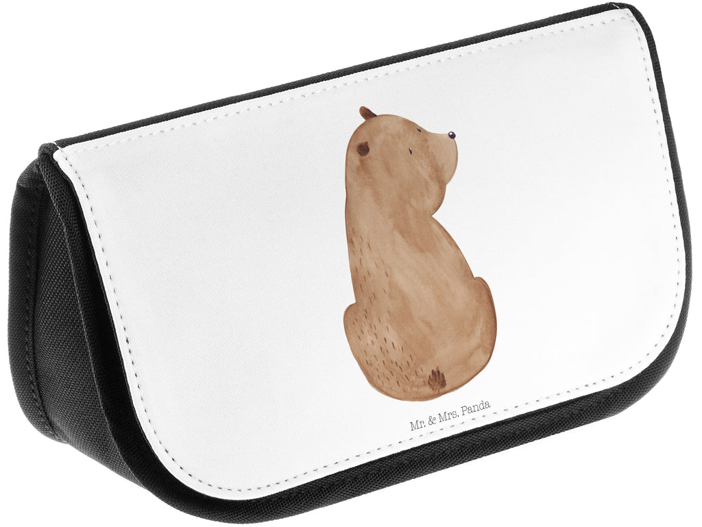 Kosmetiktasche Bär Schulterblick Kosmetikbeutel, Kulturtasche, Kulturbeutel, Schminktasche, Make-Up Tasche, Bär, Teddy, Teddybär, Selbstachtung, Weltansicht, Motivation, Bären, Bärenliebe, Weisheit