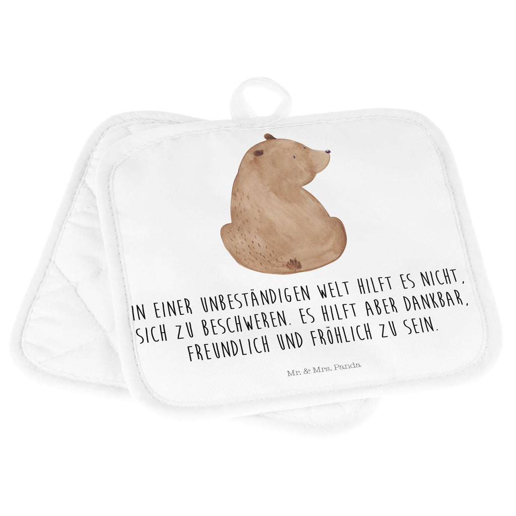 2er Set Topflappen  Bär Schulterblick Topflappen, Topfuntersetzer, Ofenhandschuh, Topflappen Set, Topflappen lustig, Topflappen mit Spruch, Bär, Teddy, Teddybär, Selbstachtung, Weltansicht, Motivation, Bären, Bärenliebe, Weisheit