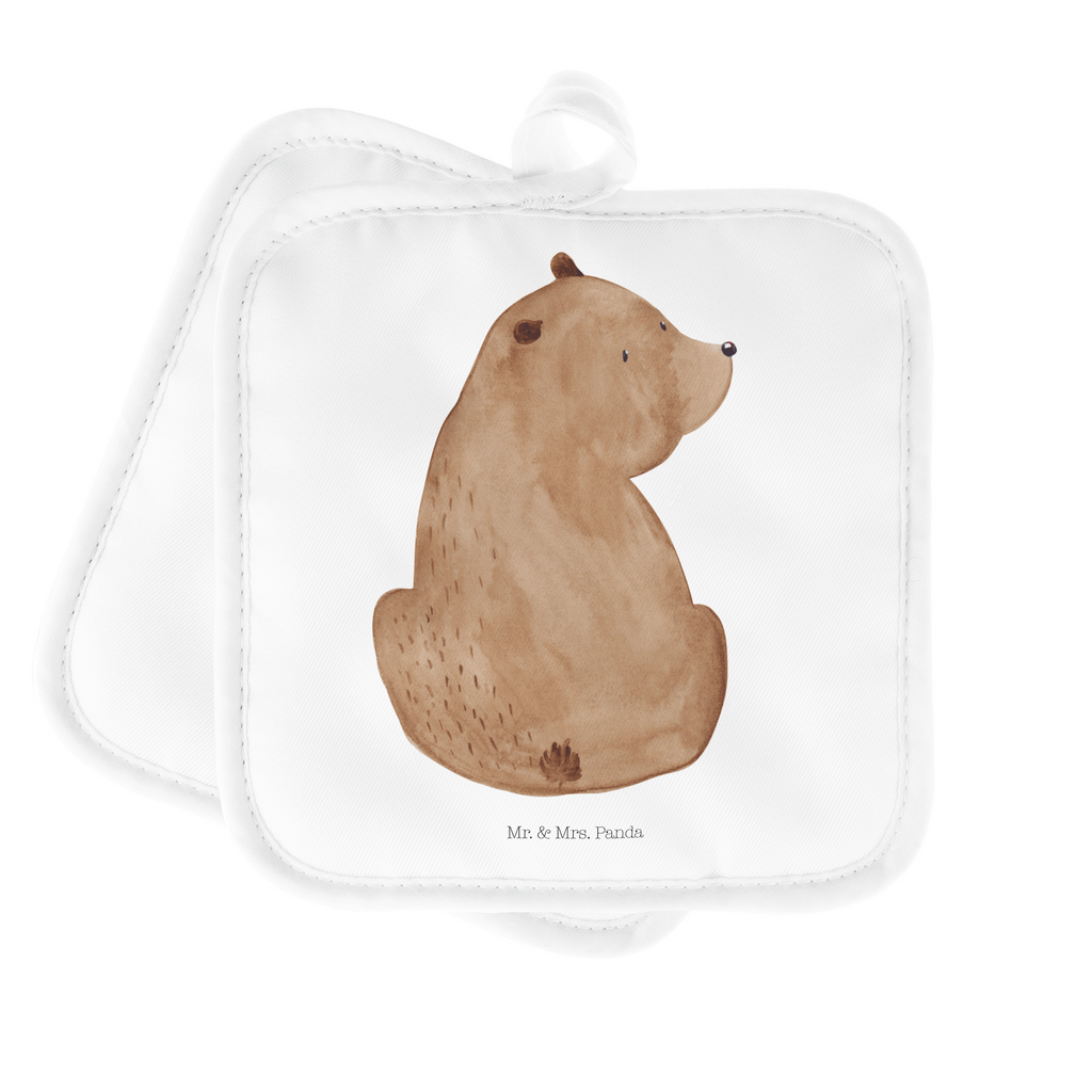 2er Set Topflappen  Bär Schulterblick Topflappen, Topfuntersetzer, Ofenhandschuh, Topflappen Set, Topflappen lustig, Topflappen mit Spruch, Bär, Teddy, Teddybär, Selbstachtung, Weltansicht, Motivation, Bären, Bärenliebe, Weisheit