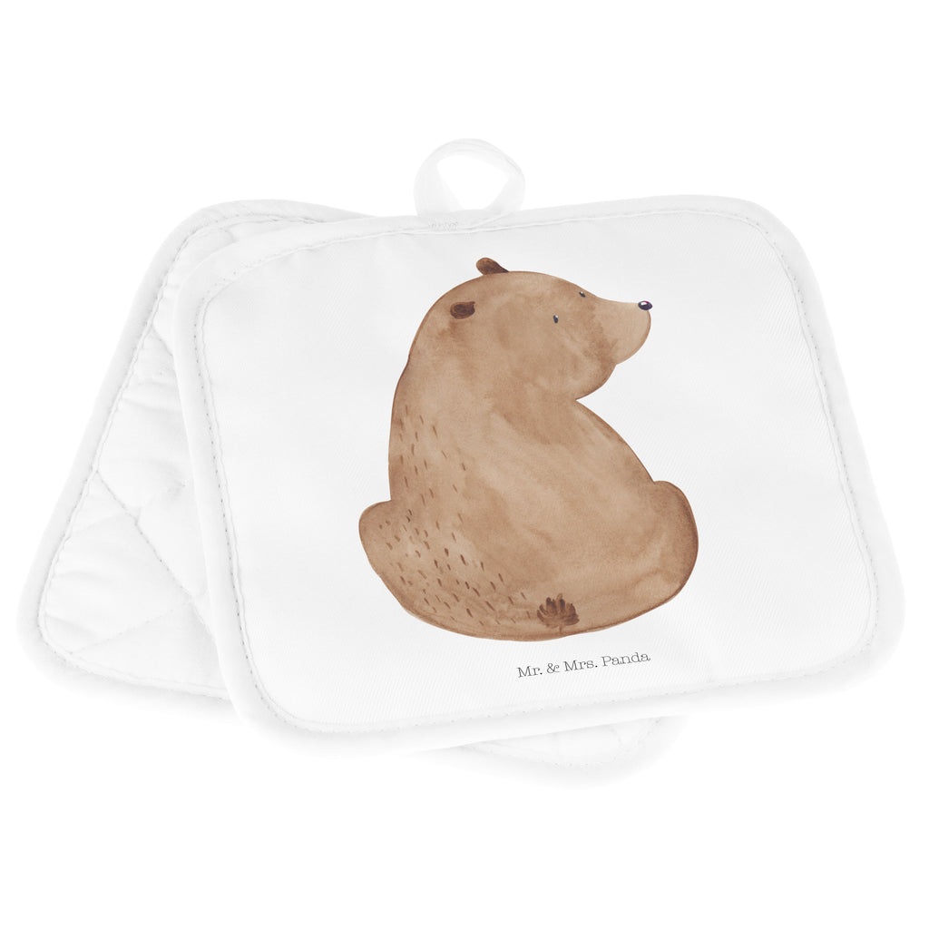 2er Set Topflappen  Bär Schulterblick Topflappen, Topfuntersetzer, Ofenhandschuh, Topflappen Set, Topflappen lustig, Topflappen mit Spruch, Bär, Teddy, Teddybär, Selbstachtung, Weltansicht, Motivation, Bären, Bärenliebe, Weisheit