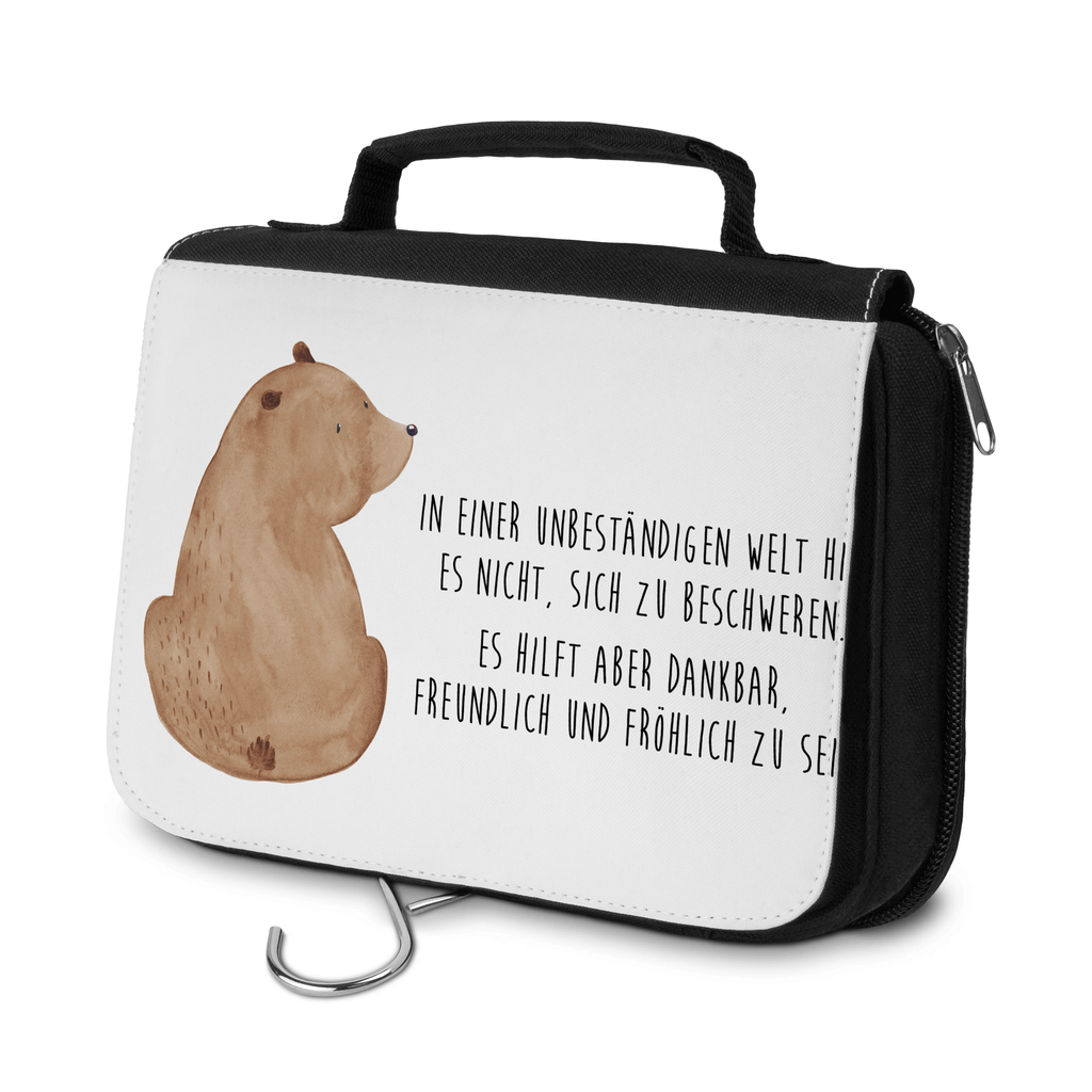 Kulturbeutel Bär Schulterblick Kulturbeutel, Zum Aufhängen, Waschtasche, Kosmetiktasche, Damen, Herren, Aufbewahrungstasche, Schminktasche, Kosmetikbeutel, Organizer, Kulturtasche, Schminkutensil, Bär, Teddy, Teddybär, Selbstachtung, Weltansicht, Motivation, Bären, Bärenliebe, Weisheit
