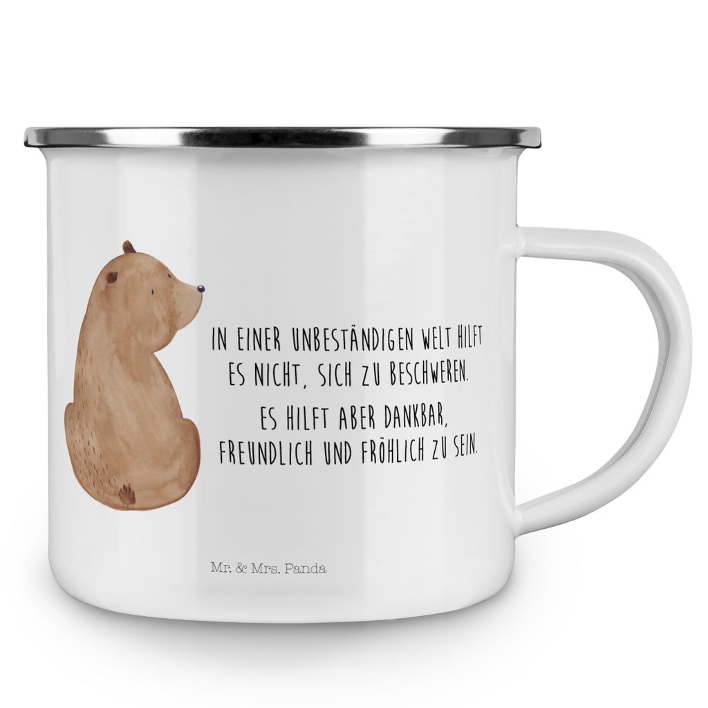 Camping Emaille Tasse Bär Schulterblick Campingtasse, Trinkbecher, Metalltasse, Outdoor Tasse, Emaille Trinkbecher, Blechtasse Outdoor, Emaille Campingbecher, Edelstahl Trinkbecher, Metalltasse für Camping, Kaffee Blechtasse, Camping Tasse Metall, Bär, Teddy, Teddybär, Selbstachtung, Weltansicht, Motivation, Bären, Bärenliebe, Weisheit