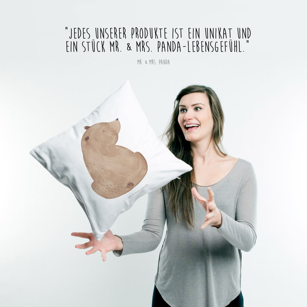 40x40 Kissen Bär Schulterblick Kissenhülle, Kopfkissen, Sofakissen, Dekokissen, Motivkissen, Bär, Teddy, Teddybär, Selbstachtung, Weltansicht, Motivation, Bären, Bärenliebe, Weisheit