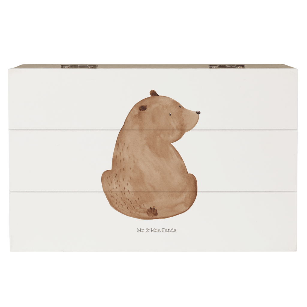 Holzkiste Bär Schulterblick Holzkiste, Kiste, Schatzkiste, Truhe, Schatulle, XXL, Erinnerungsbox, Erinnerungskiste, Dekokiste, Aufbewahrungsbox, Bär, Teddy, Teddybär, Selbstachtung, Weltansicht, Motivation, Bären, Bärenliebe, Weisheit