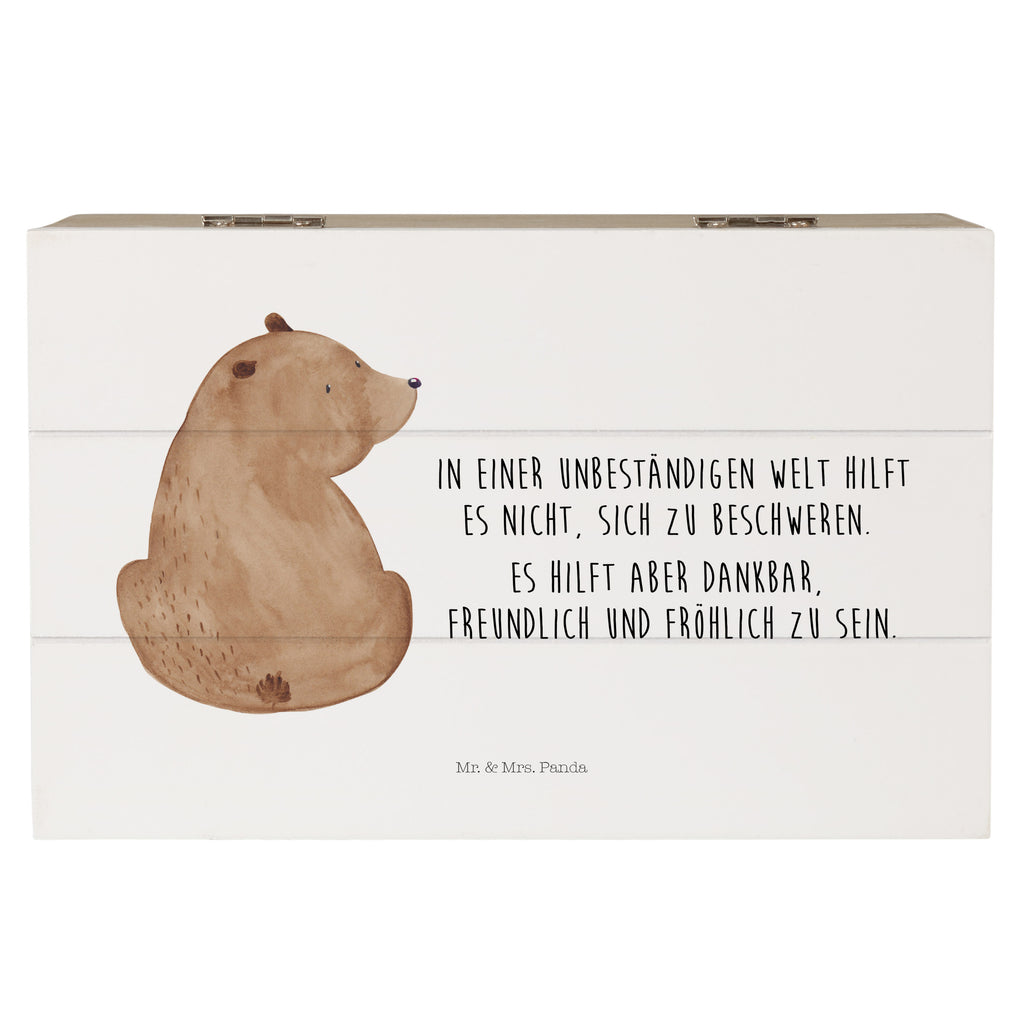 Holzkiste Bär Schulterblick Holzkiste, Kiste, Schatzkiste, Truhe, Schatulle, XXL, Erinnerungsbox, Erinnerungskiste, Dekokiste, Aufbewahrungsbox, Bär, Teddy, Teddybär, Selbstachtung, Weltansicht, Motivation, Bären, Bärenliebe, Weisheit