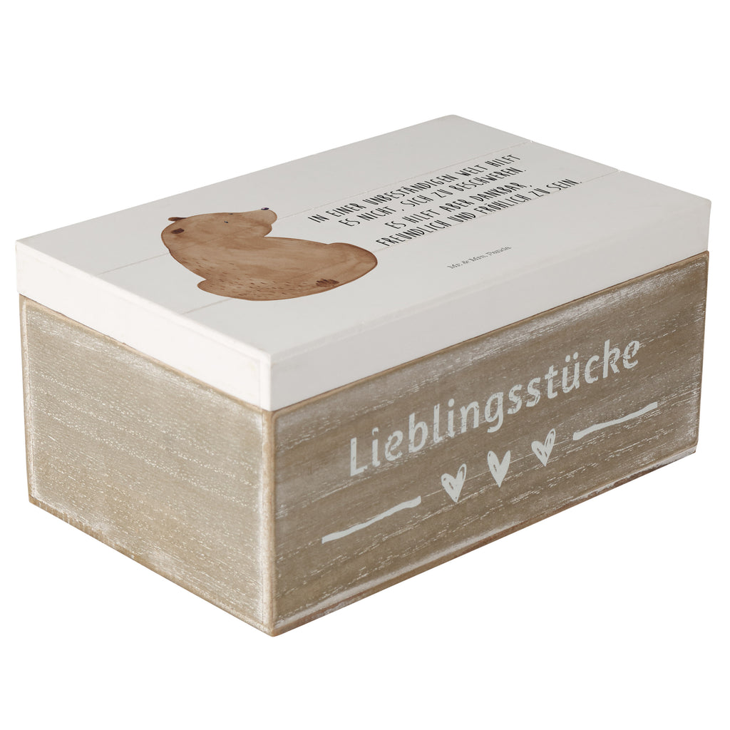 Holzkiste Bär Schulterblick Holzkiste, Kiste, Schatzkiste, Truhe, Schatulle, XXL, Erinnerungsbox, Erinnerungskiste, Dekokiste, Aufbewahrungsbox, Bär, Teddy, Teddybär, Selbstachtung, Weltansicht, Motivation, Bären, Bärenliebe, Weisheit