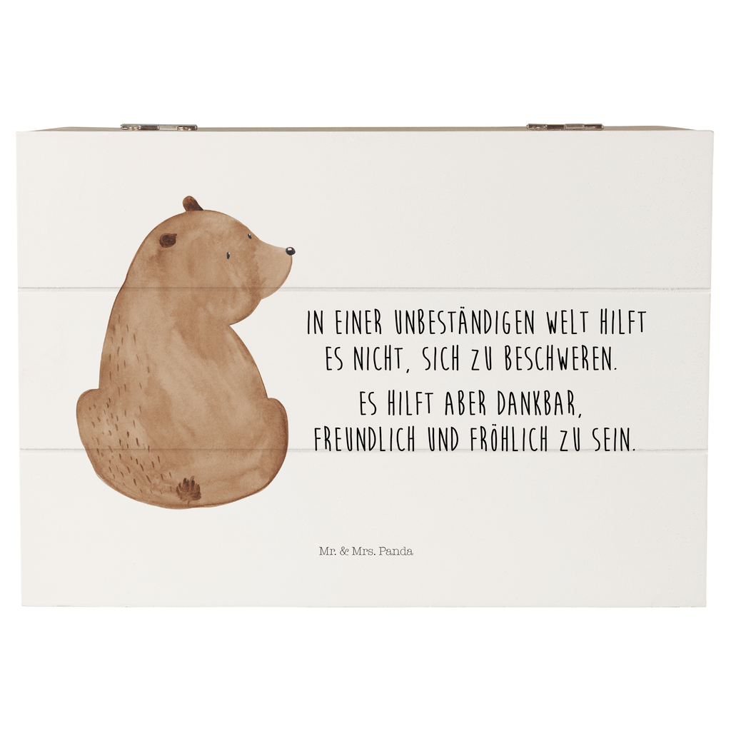 Holzkiste Bär Schulterblick Holzkiste, Kiste, Schatzkiste, Truhe, Schatulle, XXL, Erinnerungsbox, Erinnerungskiste, Dekokiste, Aufbewahrungsbox, Bär, Teddy, Teddybär, Selbstachtung, Weltansicht, Motivation, Bären, Bärenliebe, Weisheit
