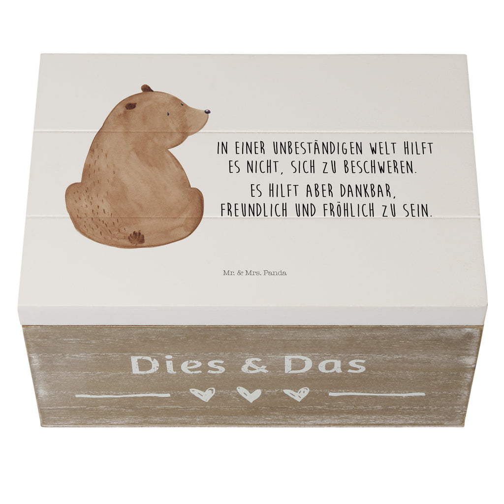 Holzkiste Bär Schulterblick Holzkiste, Kiste, Schatzkiste, Truhe, Schatulle, XXL, Erinnerungsbox, Erinnerungskiste, Dekokiste, Aufbewahrungsbox, Bär, Teddy, Teddybär, Selbstachtung, Weltansicht, Motivation, Bären, Bärenliebe, Weisheit