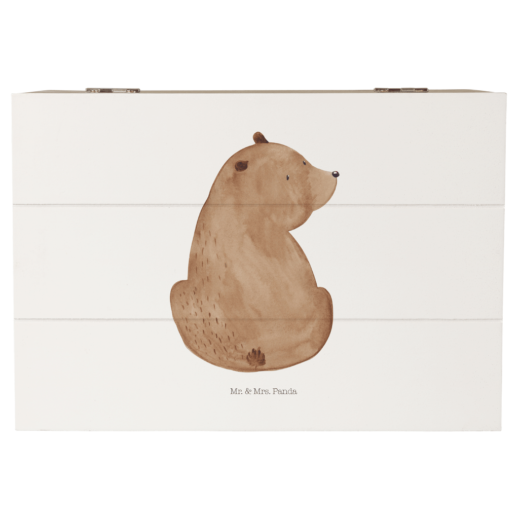 Holzkiste Bär Schulterblick Holzkiste, Kiste, Schatzkiste, Truhe, Schatulle, XXL, Erinnerungsbox, Erinnerungskiste, Dekokiste, Aufbewahrungsbox, Bär, Teddy, Teddybär, Selbstachtung, Weltansicht, Motivation, Bären, Bärenliebe, Weisheit