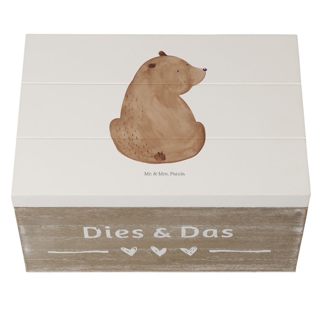 Holzkiste Bär Schulterblick Holzkiste, Kiste, Schatzkiste, Truhe, Schatulle, XXL, Erinnerungsbox, Erinnerungskiste, Dekokiste, Aufbewahrungsbox, Bär, Teddy, Teddybär, Selbstachtung, Weltansicht, Motivation, Bären, Bärenliebe, Weisheit