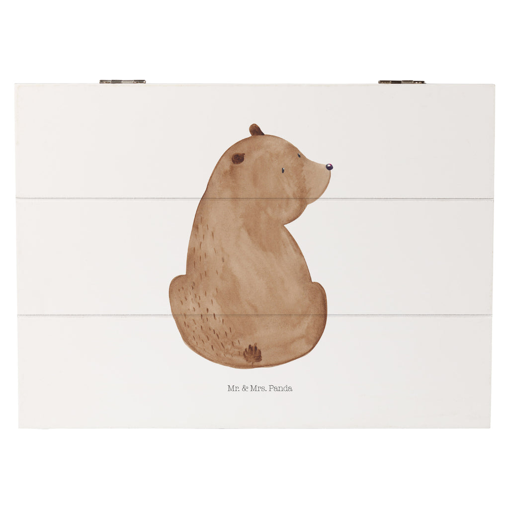 Holzkiste Bär Schulterblick Holzkiste, Kiste, Schatzkiste, Truhe, Schatulle, XXL, Erinnerungsbox, Erinnerungskiste, Dekokiste, Aufbewahrungsbox, Bär, Teddy, Teddybär, Selbstachtung, Weltansicht, Motivation, Bären, Bärenliebe, Weisheit