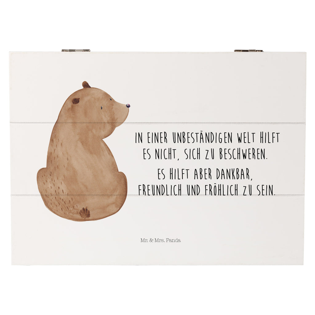 Holzkiste Bär Schulterblick Holzkiste, Kiste, Schatzkiste, Truhe, Schatulle, XXL, Erinnerungsbox, Erinnerungskiste, Dekokiste, Aufbewahrungsbox, Bär, Teddy, Teddybär, Selbstachtung, Weltansicht, Motivation, Bären, Bärenliebe, Weisheit