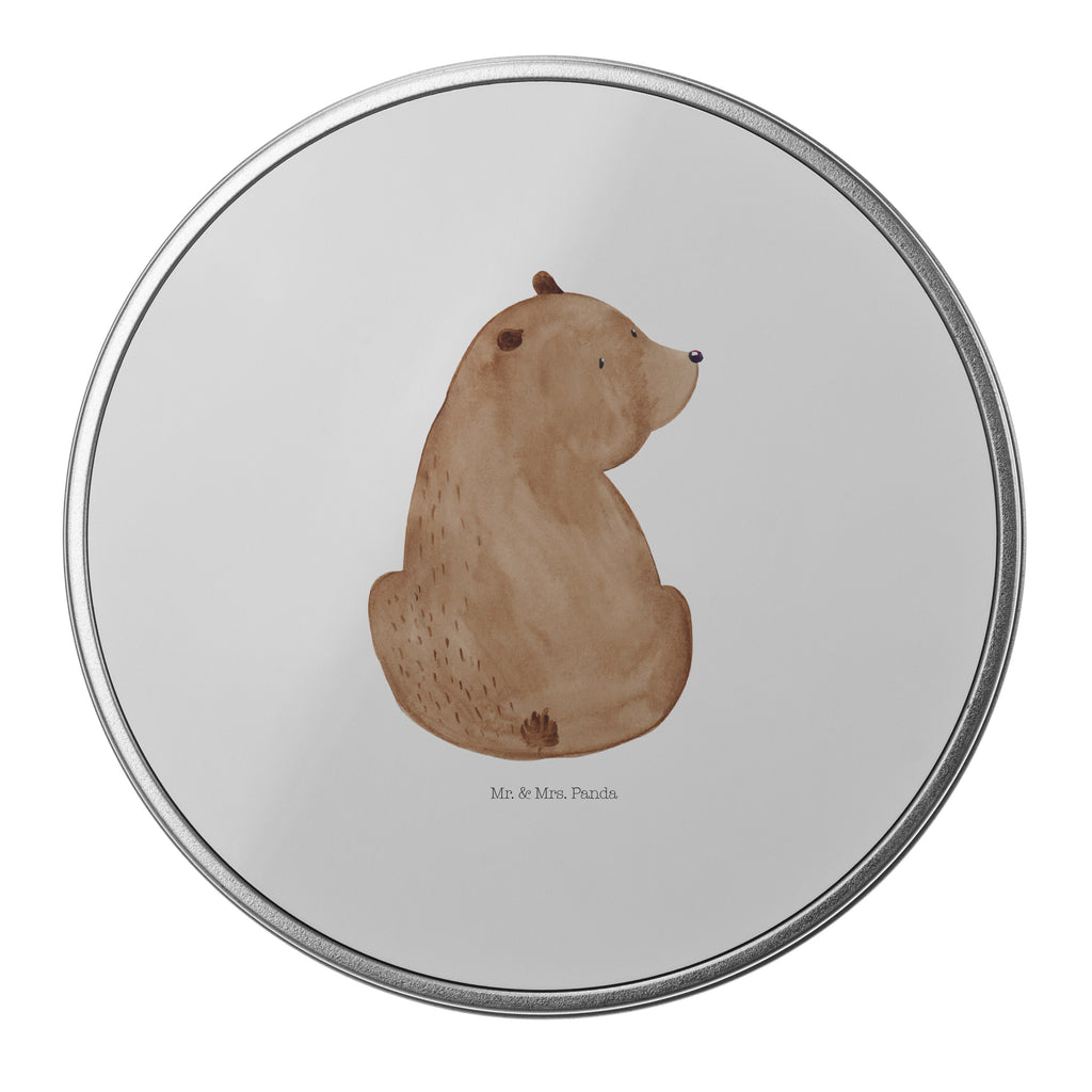 Blechdose rund Bär Schulterblick Metalldose, Keksdose, Dose, Vorratsdose, Geschenkbox, Bär, Teddy, Teddybär, Selbstachtung, Weltansicht, Motivation, Bären, Bärenliebe, Weisheit