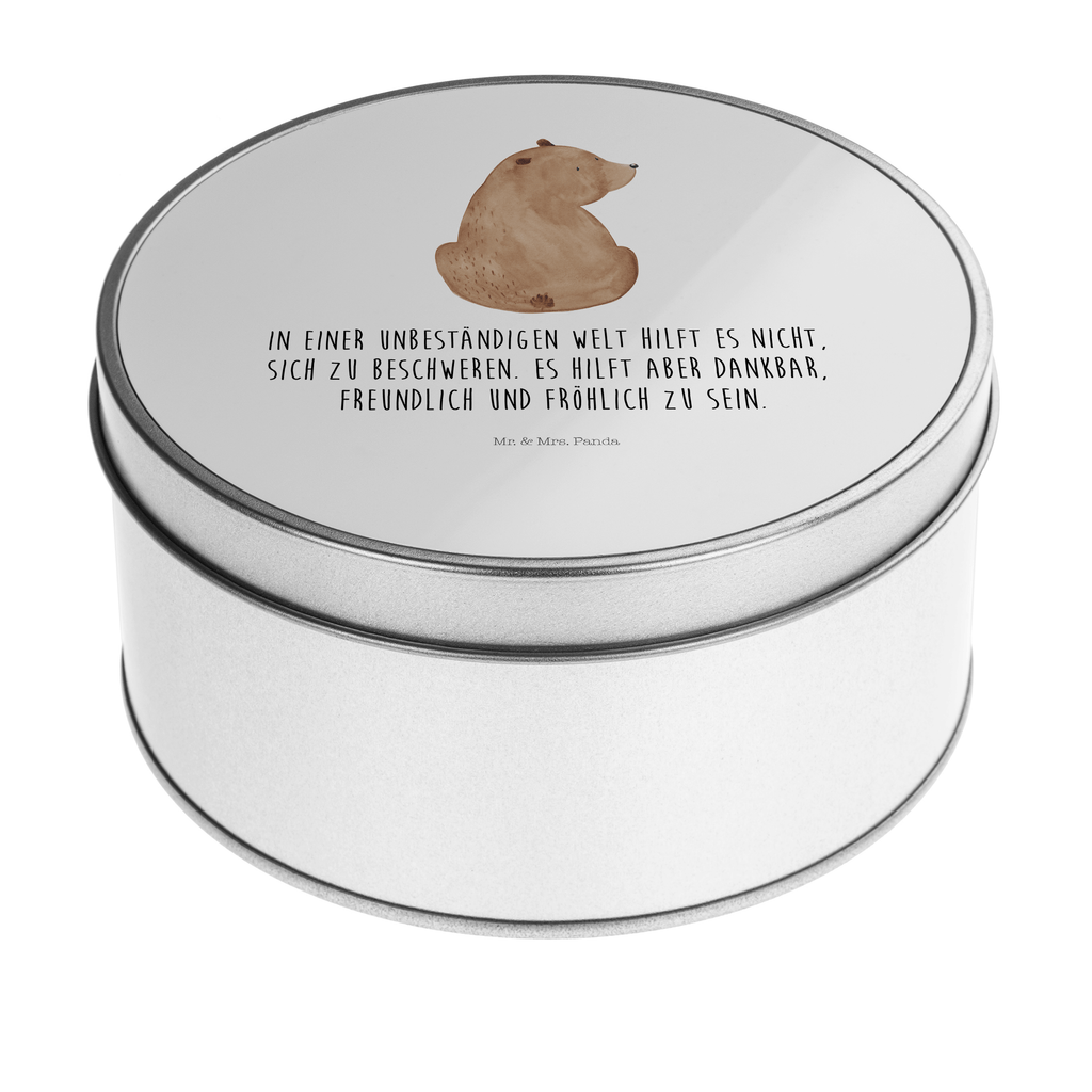 Blechdose rund Bär Schulterblick Metalldose, Keksdose, Dose, Vorratsdose, Geschenkbox, Bär, Teddy, Teddybär, Selbstachtung, Weltansicht, Motivation, Bären, Bärenliebe, Weisheit