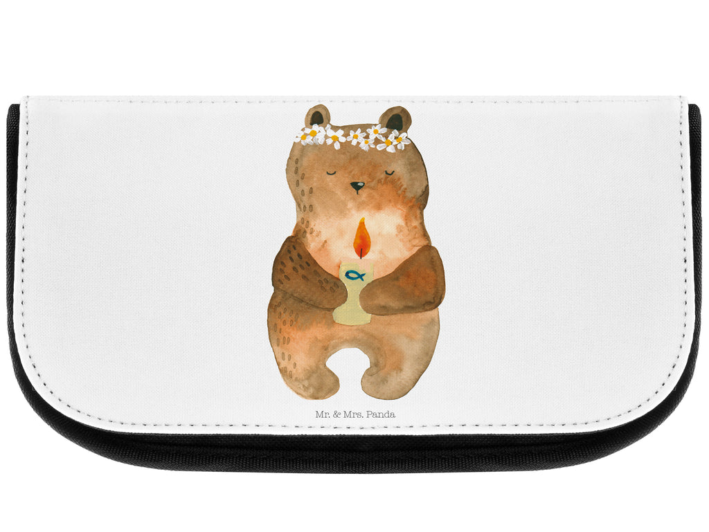 Kosmetiktasche Kommunion-Bär Kosmetikbeutel, Kulturtasche, Kulturbeutel, Schminktasche, Make-Up Tasche, Bär, Teddy, Teddybär, Kommunion, Gottes Segen, Taufkerze, katholisch