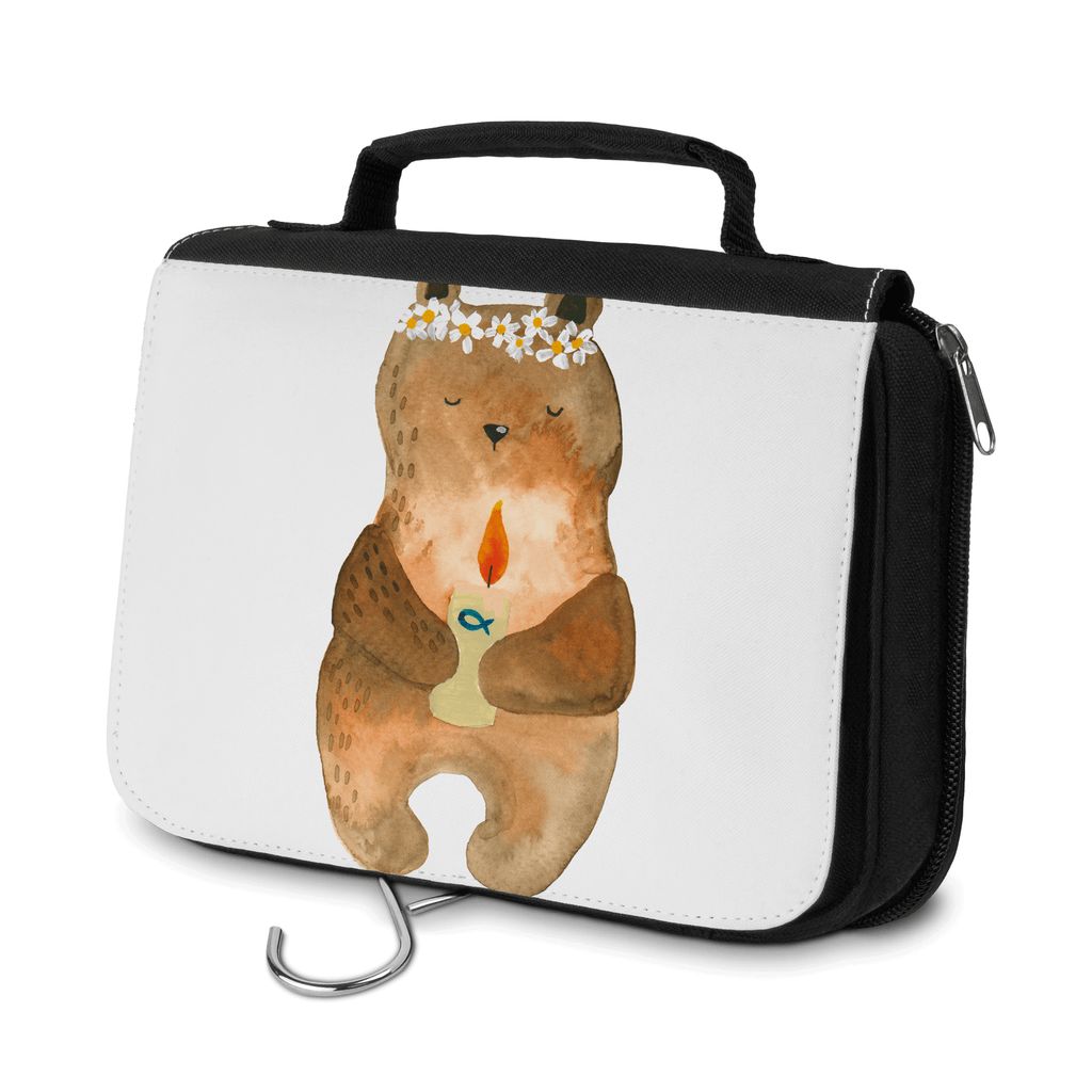 Kulturbeutel Kommunion-Bär Kulturbeutel, Zum Aufhängen, Waschtasche, Kosmetiktasche, Damen, Herren, Aufbewahrungstasche, Schminktasche, Kosmetikbeutel, Organizer, Kulturtasche, Schminkutensil, Bär, Teddy, Teddybär, Kommunion, Gottes Segen, Taufkerze, katholisch