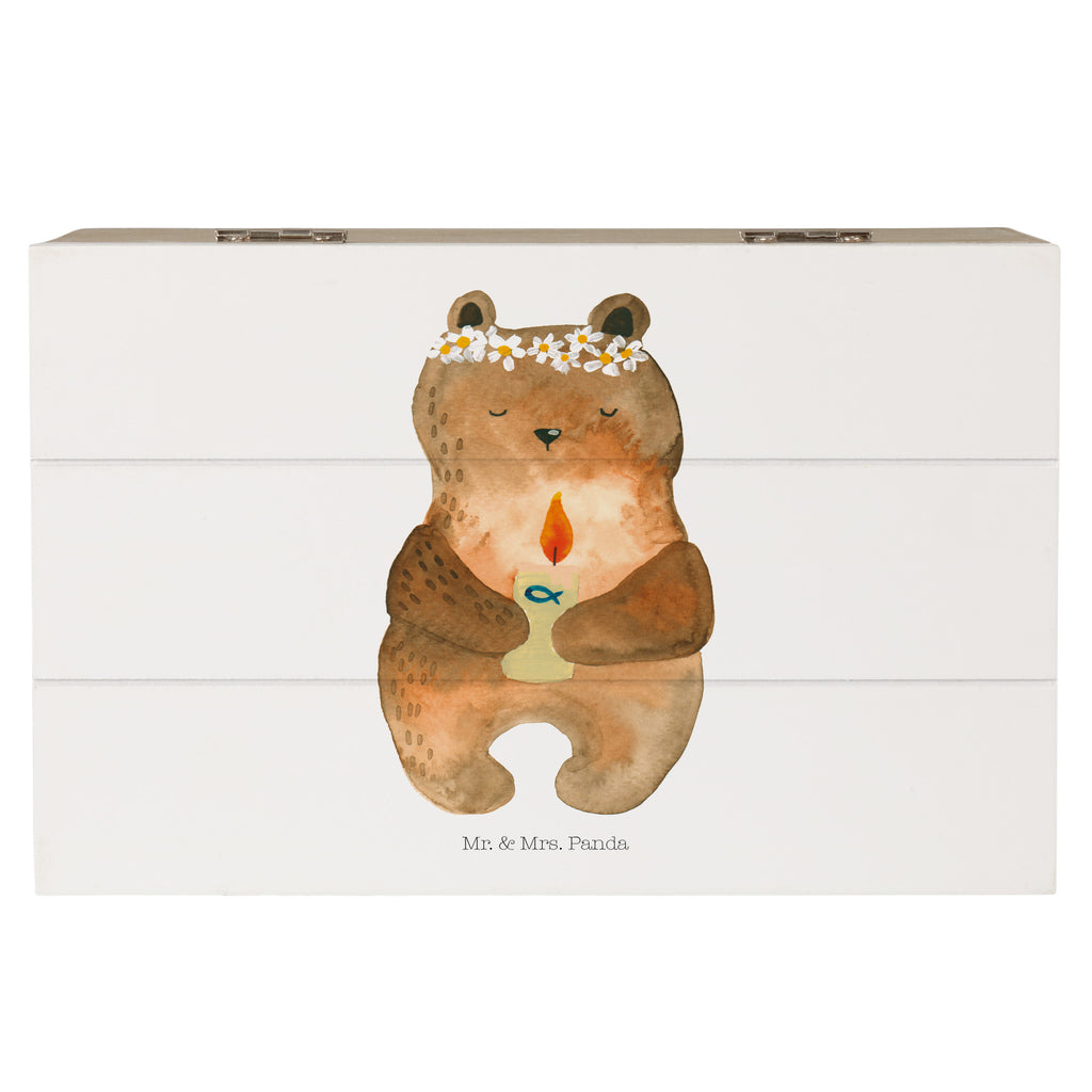 Holzkiste Kommunion-Bär Holzkiste, Kiste, Schatzkiste, Truhe, Schatulle, XXL, Erinnerungsbox, Erinnerungskiste, Dekokiste, Aufbewahrungsbox, Bär, Teddy, Teddybär, Kommunion, Gottes Segen, Taufkerze, katholisch
