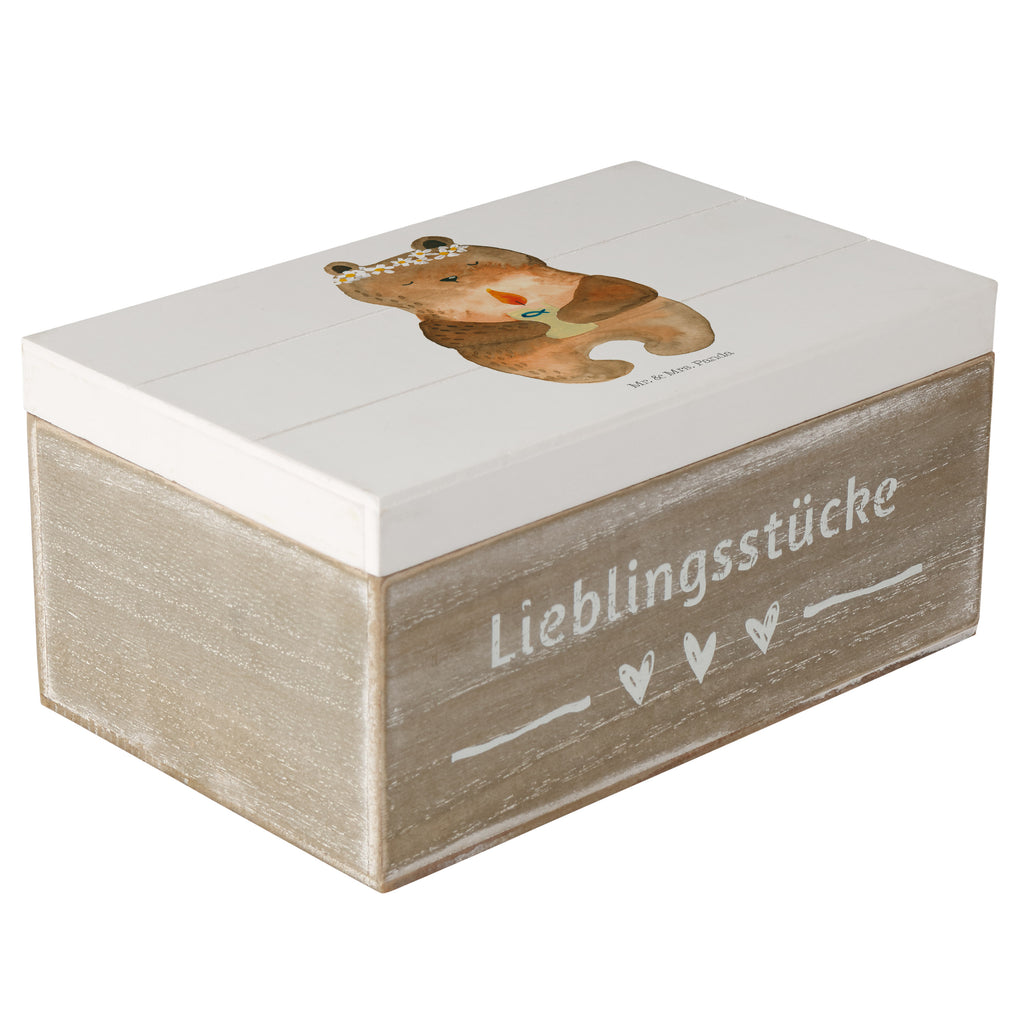 Holzkiste Kommunion-Bär Holzkiste, Kiste, Schatzkiste, Truhe, Schatulle, XXL, Erinnerungsbox, Erinnerungskiste, Dekokiste, Aufbewahrungsbox, Bär, Teddy, Teddybär, Kommunion, Gottes Segen, Taufkerze, katholisch