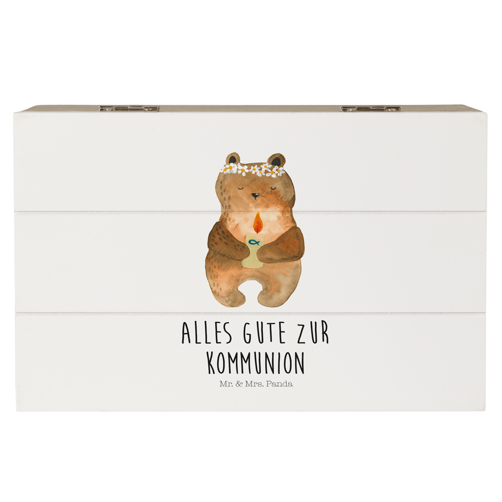 Holzkiste Kommunion-Bär Holzkiste, Kiste, Schatzkiste, Truhe, Schatulle, XXL, Erinnerungsbox, Erinnerungskiste, Dekokiste, Aufbewahrungsbox, Bär, Teddy, Teddybär, Kommunion, Gottes Segen, Taufkerze, katholisch