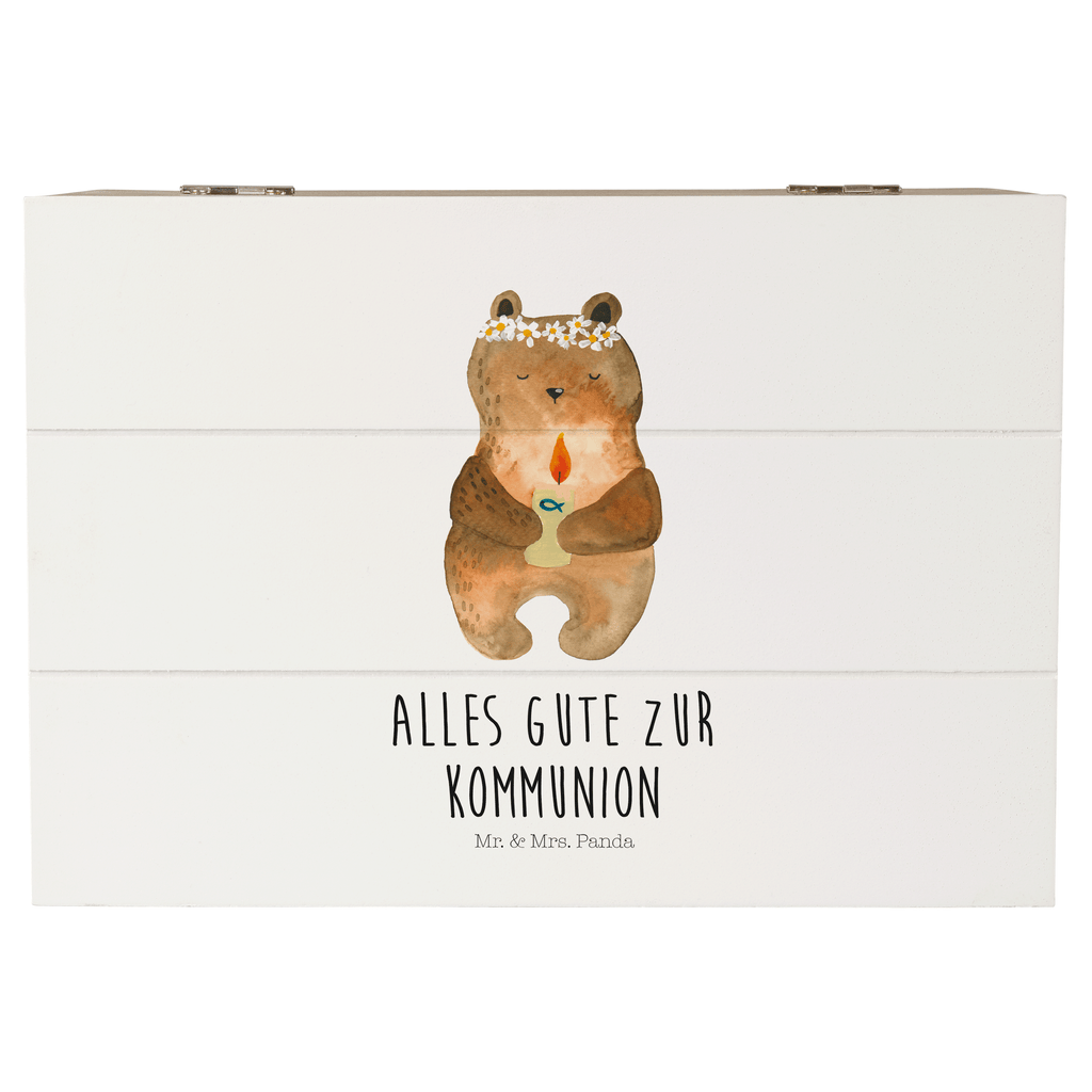 Holzkiste Kommunion-Bär Holzkiste, Kiste, Schatzkiste, Truhe, Schatulle, XXL, Erinnerungsbox, Erinnerungskiste, Dekokiste, Aufbewahrungsbox, Bär, Teddy, Teddybär, Kommunion, Gottes Segen, Taufkerze, katholisch