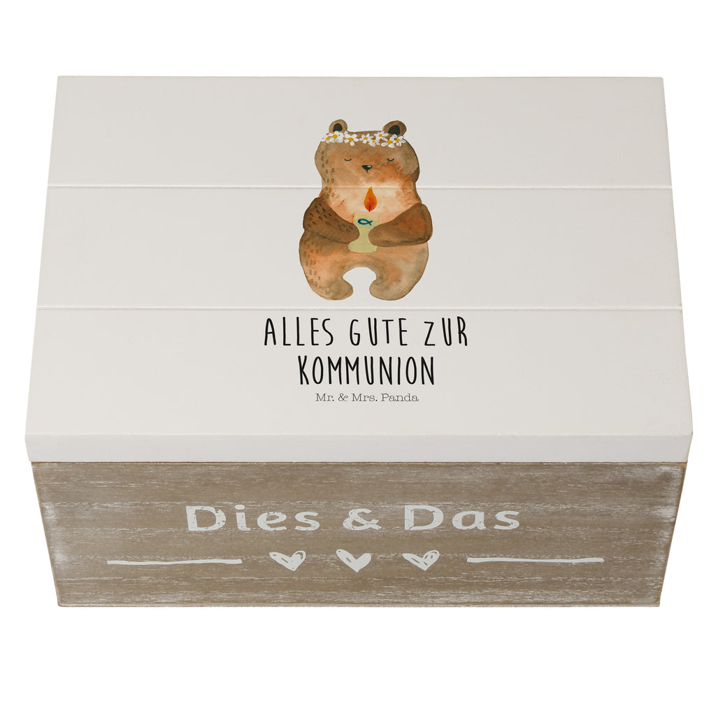 Holzkiste Kommunion-Bär Holzkiste, Kiste, Schatzkiste, Truhe, Schatulle, XXL, Erinnerungsbox, Erinnerungskiste, Dekokiste, Aufbewahrungsbox, Bär, Teddy, Teddybär, Kommunion, Gottes Segen, Taufkerze, katholisch