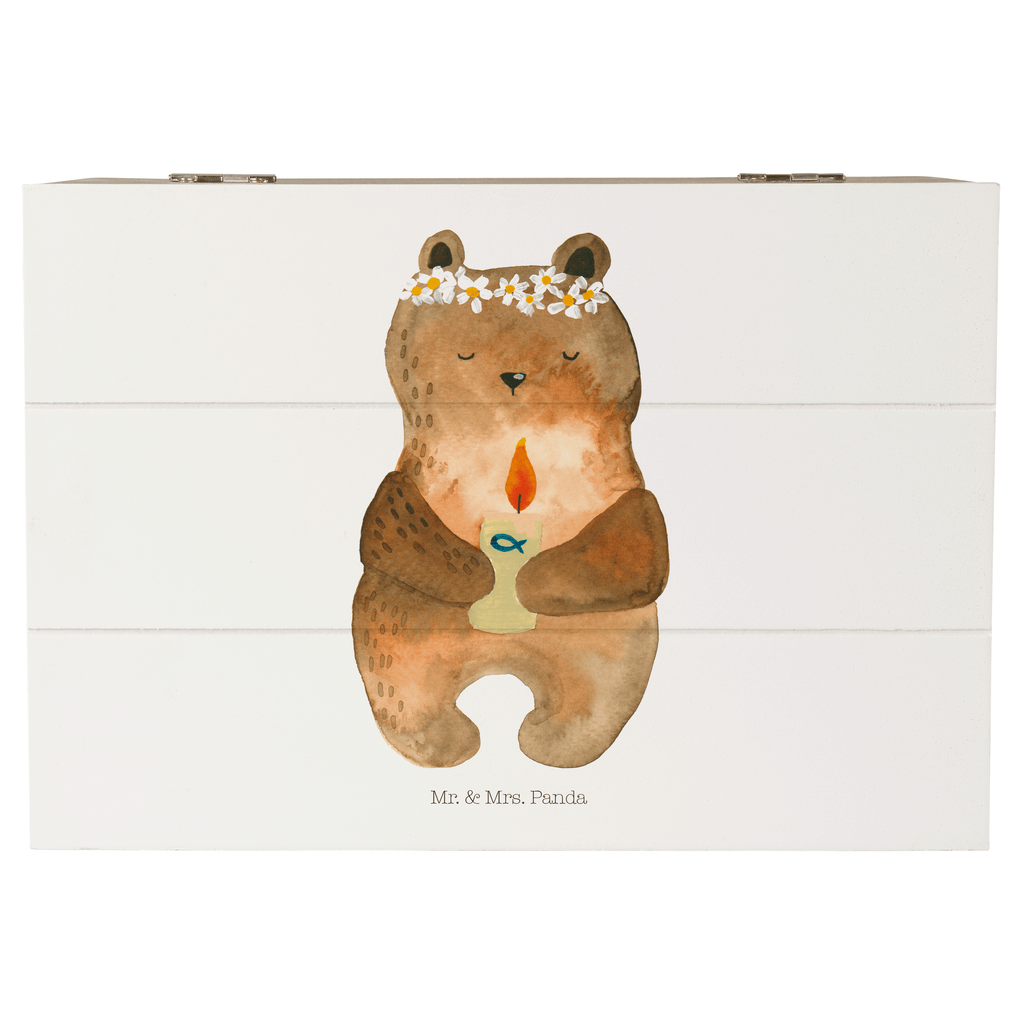 Holzkiste Kommunion-Bär Holzkiste, Kiste, Schatzkiste, Truhe, Schatulle, XXL, Erinnerungsbox, Erinnerungskiste, Dekokiste, Aufbewahrungsbox, Bär, Teddy, Teddybär, Kommunion, Gottes Segen, Taufkerze, katholisch