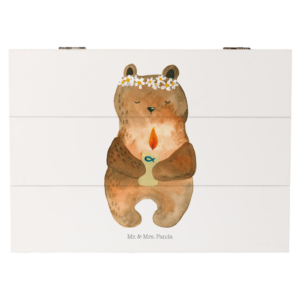 Holzkiste Kommunion-Bär Holzkiste, Kiste, Schatzkiste, Truhe, Schatulle, XXL, Erinnerungsbox, Erinnerungskiste, Dekokiste, Aufbewahrungsbox, Bär, Teddy, Teddybär, Kommunion, Gottes Segen, Taufkerze, katholisch