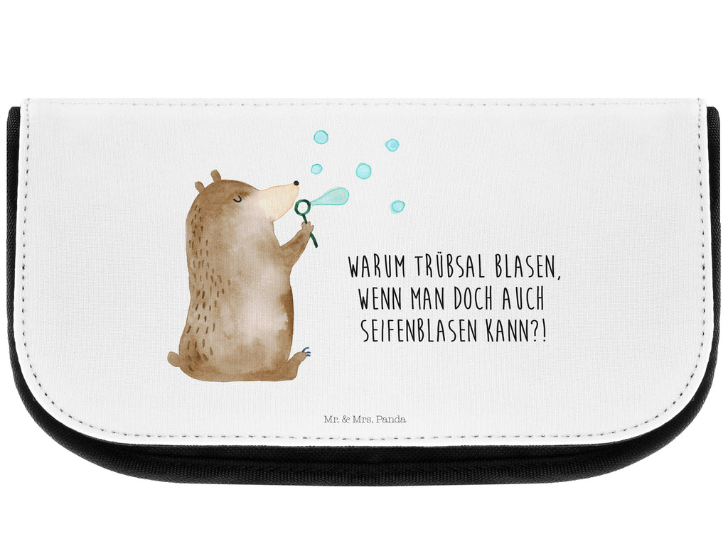Kosmetiktasche Bär Seifenblasen Kosmetikbeutel, Kulturtasche, Kulturbeutel, Schminktasche, Make-Up Tasche, Bär, Teddy, Teddybär, Seifenblasen Bär Lustig Sein Glücklich Traurig Happy