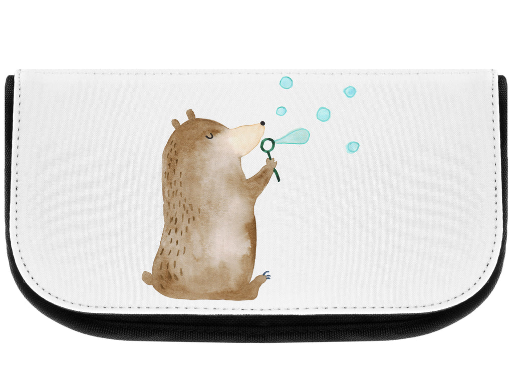 Kosmetiktasche Bär Seifenblasen Kosmetikbeutel, Kulturtasche, Kulturbeutel, Schminktasche, Make-Up Tasche, Bär, Teddy, Teddybär, Seifenblasen Bär Lustig Sein Glücklich Traurig Happy