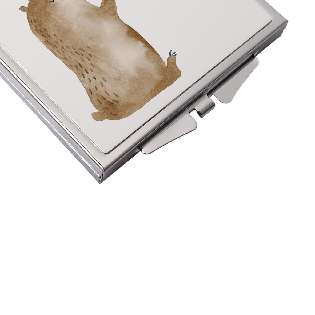 Handtaschenspiegel quadratisch Bär Seifenblasen Spiegel, Handtasche, Quadrat, silber, schminken, Schminkspiegel, Bär, Teddy, Teddybär, Seifenblasen Bär Lustig Sein Glücklich Traurig Happy
