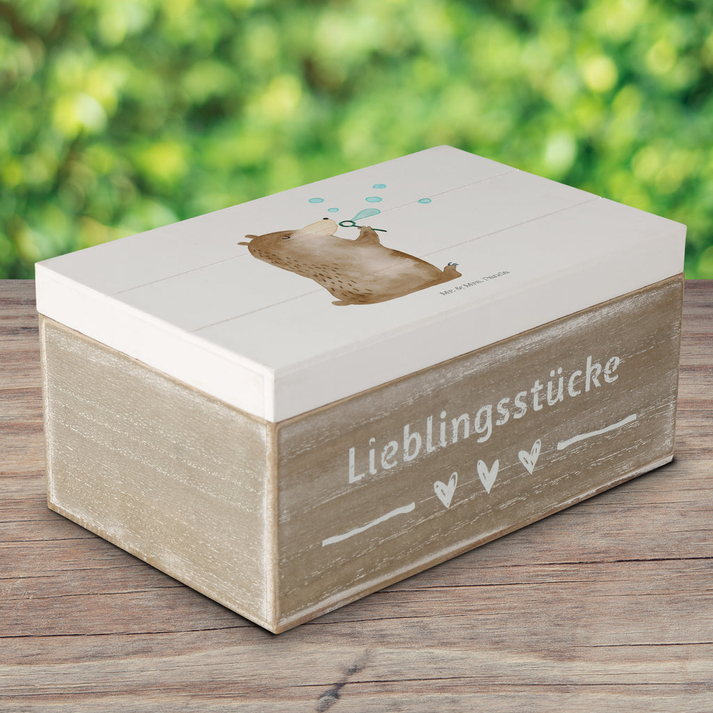 Holzkiste Bär Seifenblasen Holzkiste, Kiste, Schatzkiste, Truhe, Schatulle, XXL, Erinnerungsbox, Erinnerungskiste, Dekokiste, Aufbewahrungsbox, Bär, Teddy, Teddybär, Seifenblasen Bär Lustig Sein Glücklich Traurig Happy