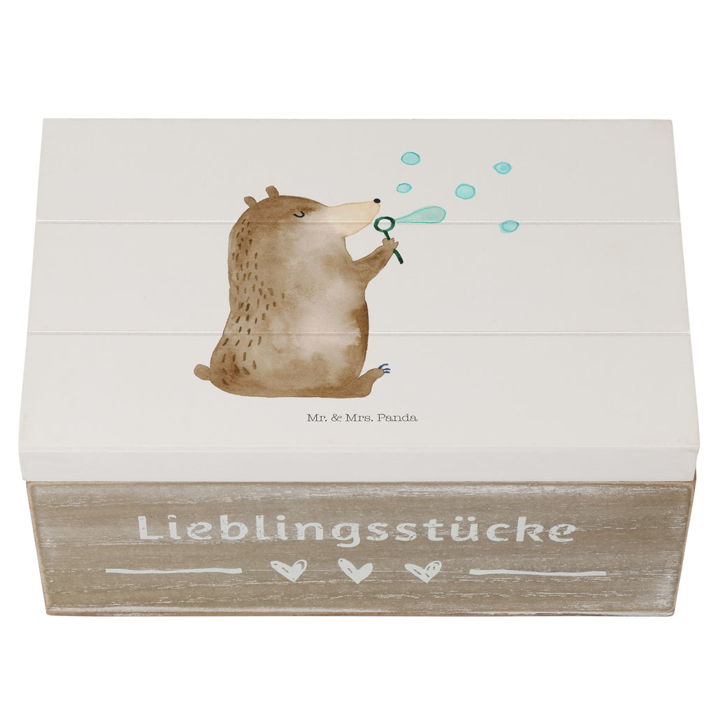 Holzkiste Bär Seifenblasen Holzkiste, Kiste, Schatzkiste, Truhe, Schatulle, XXL, Erinnerungsbox, Erinnerungskiste, Dekokiste, Aufbewahrungsbox, Bär, Teddy, Teddybär, Seifenblasen Bär Lustig Sein Glücklich Traurig Happy