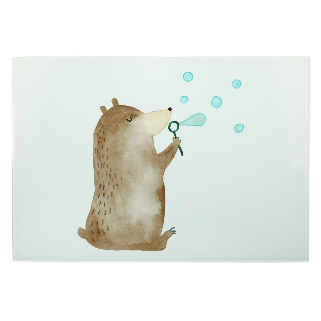 XL Glas Schneidbrett Bär Seifenblasen Glasschneidebrett, Schneidebrett, Frühstücksbrett, Küche, Bär, Teddy, Teddybär, Seifenblasen Bär Lustig Sein Glücklich Traurig Happy