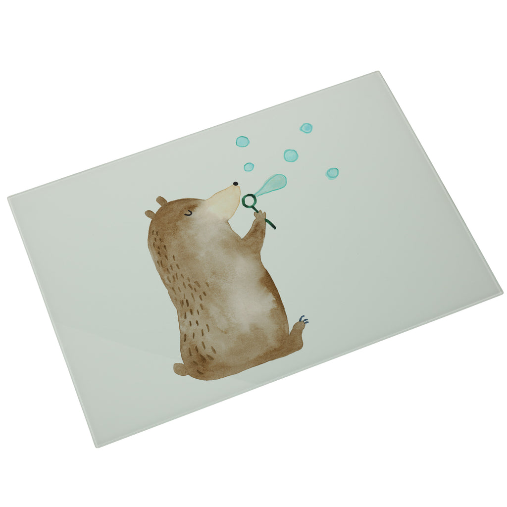 XL Glas Schneidbrett Bär Seifenblasen Glasschneidebrett, Schneidebrett, Frühstücksbrett, Küche, Bär, Teddy, Teddybär, Seifenblasen Bär Lustig Sein Glücklich Traurig Happy