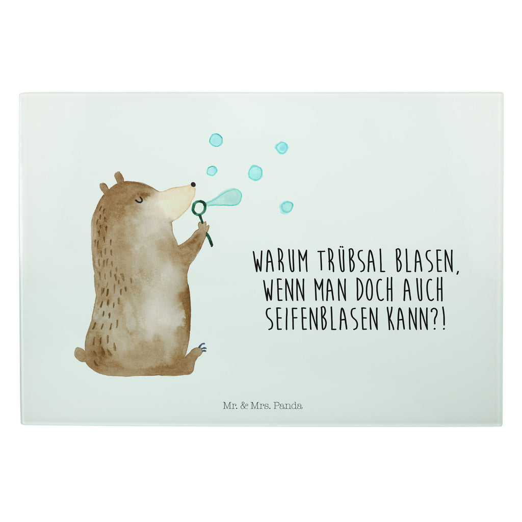 XL Glas Schneidbrett Bär Seifenblasen Glasschneidebrett, Schneidebrett, Frühstücksbrett, Küche, Bär, Teddy, Teddybär, Seifenblasen Bär Lustig Sein Glücklich Traurig Happy
