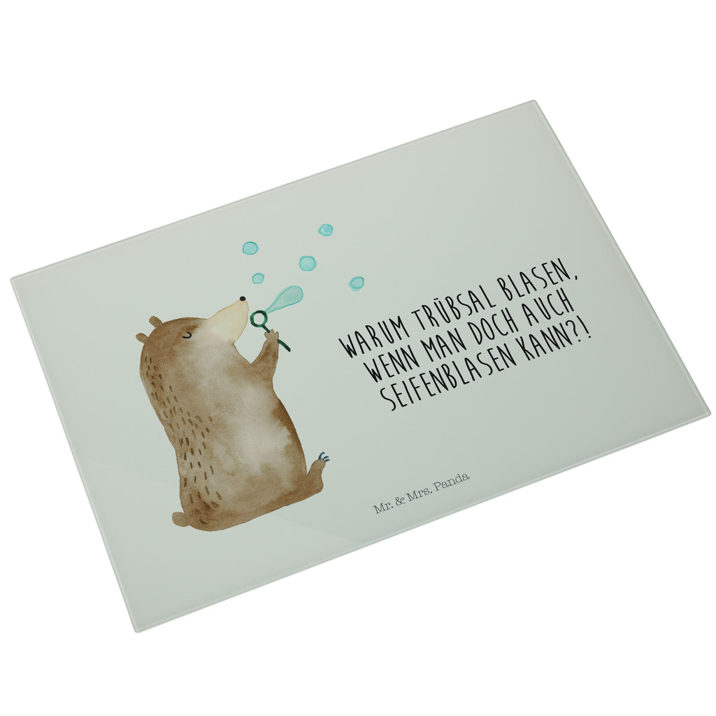 XL Glas Schneidbrett Bär Seifenblasen Glasschneidebrett, Schneidebrett, Frühstücksbrett, Küche, Bär, Teddy, Teddybär, Seifenblasen Bär Lustig Sein Glücklich Traurig Happy