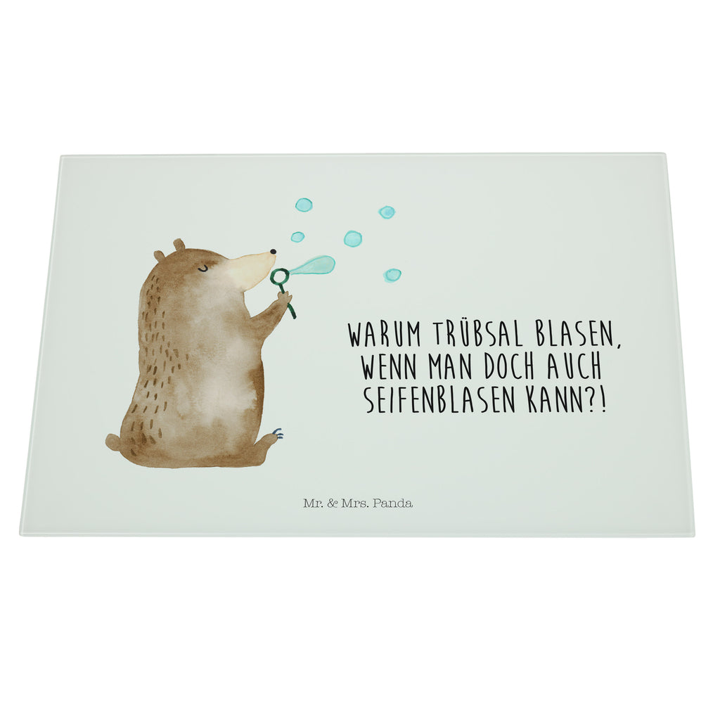 XL Glas Schneidbrett Bär Seifenblasen Glasschneidebrett, Schneidebrett, Frühstücksbrett, Küche, Bär, Teddy, Teddybär, Seifenblasen Bär Lustig Sein Glücklich Traurig Happy
