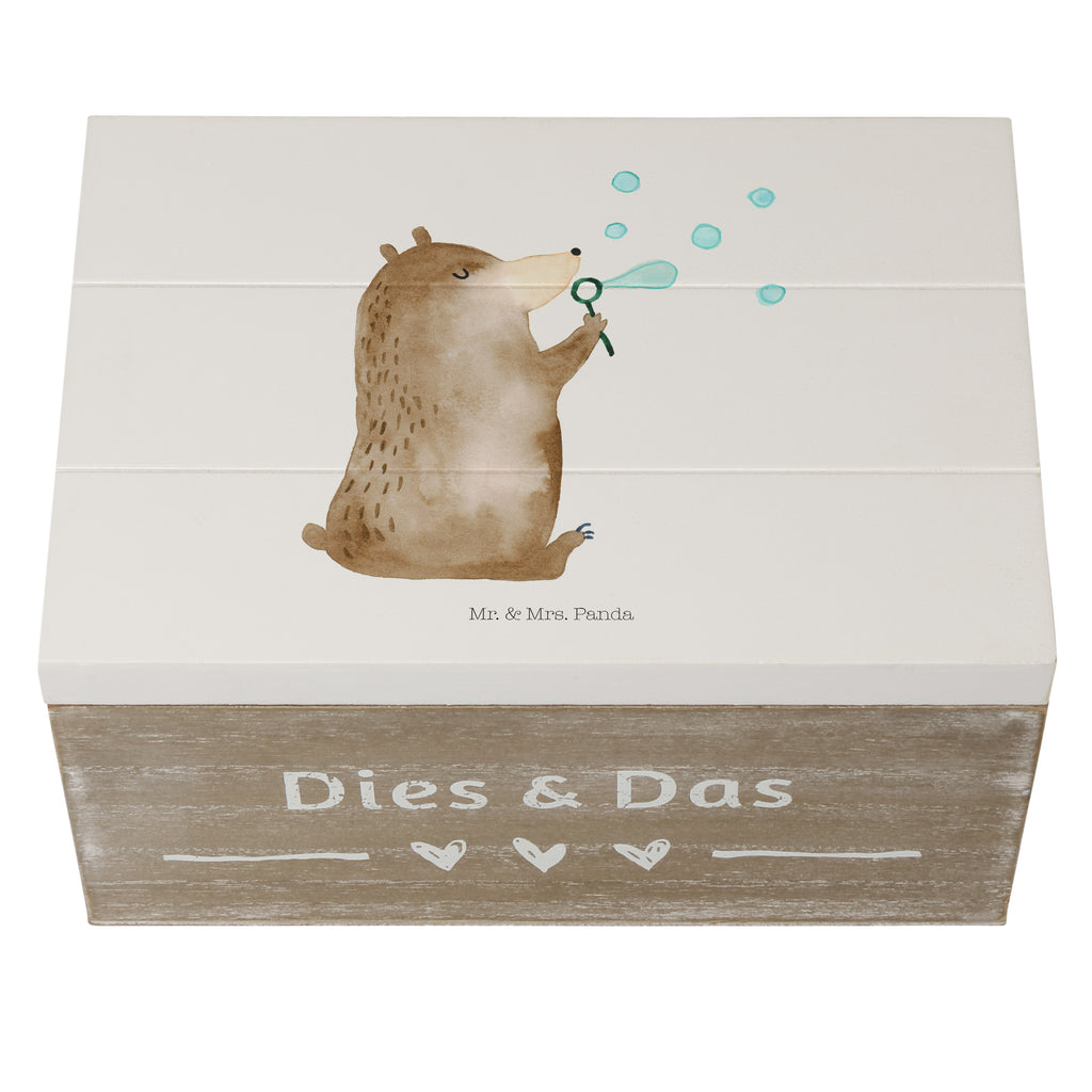 Holzkiste Bär Seifenblasen Holzkiste, Kiste, Schatzkiste, Truhe, Schatulle, XXL, Erinnerungsbox, Erinnerungskiste, Dekokiste, Aufbewahrungsbox, Bär, Teddy, Teddybär, Seifenblasen Bär Lustig Sein Glücklich Traurig Happy