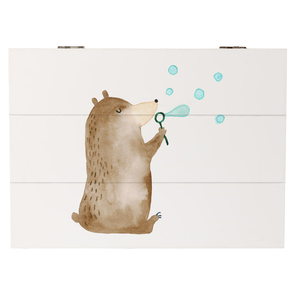 Holzkiste Bär Seifenblasen Holzkiste, Kiste, Schatzkiste, Truhe, Schatulle, XXL, Erinnerungsbox, Erinnerungskiste, Dekokiste, Aufbewahrungsbox, Bär, Teddy, Teddybär, Seifenblasen Bär Lustig Sein Glücklich Traurig Happy