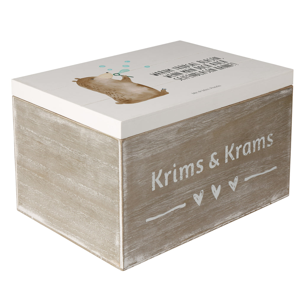 Holzkiste Bär Seifenblasen Holzkiste, Kiste, Schatzkiste, Truhe, Schatulle, XXL, Erinnerungsbox, Erinnerungskiste, Dekokiste, Aufbewahrungsbox, Bär, Teddy, Teddybär, Seifenblasen Bär Lustig Sein Glücklich Traurig Happy